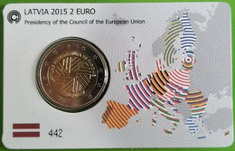 LATVIA, 2015, 2 Euro, Presidency Of The Council Of The EU, Coincard (unofficial) - Lettonia