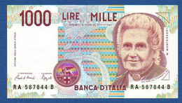 ITALY - P.114a – 1.000 LIRE M. Montessori 03.10.1990  AU-,serie RA 587844 B - 1000 Lire