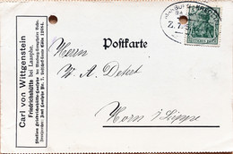 GERMANY 1915, ADVT. CARL VON WITTGENSTEIN, MARBURG - KREUZTAL BAHNPOST. - Private Postcards - Used