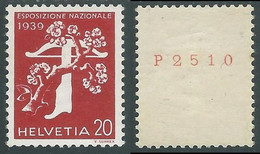1939 SVIZZERA ESPOSIZIONE NAZIONALE A ZURIGO 20 CENT DA BOBINA MH * - RC13-10 - Automatenmarken