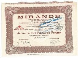 MIRANDE . ANCIENNE MAISON DOUCET . ACTION DE 100 FRANCS AU PORTEUR . - Autres & Non Classés