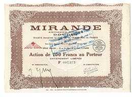 MIRANDE . ANCIENNE MAISON DOUCET . ACTION DE 100 FRANCS AU PORTEUR . - Autres & Non Classés