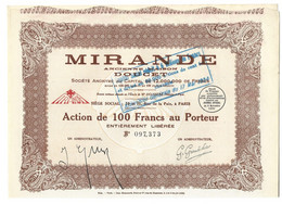 MIRANDE . ANCIENNE MAISON DOUCET . ACTION DE 100 FRANCS AU PORTEUR . - Autres & Non Classés