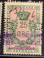 DANEMARK DANMARK DENMARK DANIMARCA 27 02 1916 PERFIN STEMPELMARKE DOCUMENTARY STAMP 25o USED USATO OBLITERE' - Officials