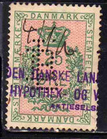 DANEMARK DANMARK DENMARK DANIMARCA 04 01 191? PERFIN STEMPELMARKE DOCUMENTARY STAMP 25o USED USATO OBLITERE' - Dienstmarken