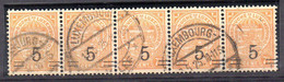 Luxembourg--1925-- 7 1/2  écusson Surchargé 5 --bande De 5 Timbres- Cachet "LUXEMBOURG-VILLE "..17-5-25..à Saisir - 1859-1880 Coat Of Arms
