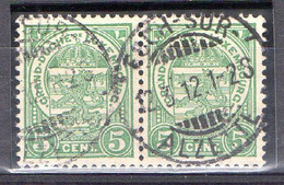 Luxembourg--1920-- 5c  écusson --paire Horizontale De Timbres  - Cachet " ESCH SUR ALZETTE "..12-3-12..........à Saisir - 1859-1880 Armarios