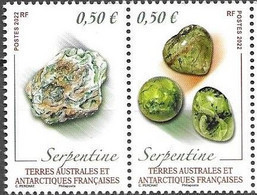 FRENCH ANTARCTIC, TAAF, 2022, MNH, MINERALS, SERPENTINE,2v - Mineralien