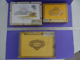 * Lot De 3 Boîtes De Tabac Vides Bois * Partagas Flor De Tabacos, Quintero Y Hno, Cienfuegos, Cuba Havane Habana (lot 2) - Contenitori Di Tabacco (vuoti)