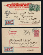 STRASBOURG: Lot Unique De 2 Cartes Obl. En 1904 Et 1905 Chacune Avec Une Vignette Souvenir De .... - Strasbourg