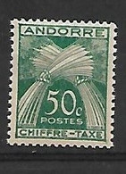 ANDORRE FRANCAIS:  Timbre Taxe:légende "chiffre Taxe": TP  N° 23  Année:1943/46 - Neufs