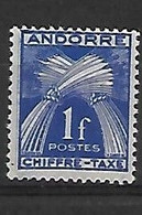 ANDORRE FRANCAIS:  Timbre Taxe:légende "chiffre Taxe": TP  N° 24  Année:1943/46 - Neufs