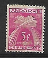 ANDORRE FRANCAIS:  Timbre Taxe:légende "chiffre Taxe": TP  N° 29  Année:1943/46 - Neufs