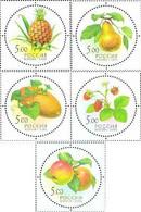 Russia 2003 Fruits Vegetables Berries Round Stamps With Flavored Coating Set Of 5 Stamps - Vegetables