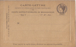 Carte-Lettre Neuve Du Corps Expéditionnaire De Madagascar à 1s95 (Décret Du 15 Février 1895) - Brieven En Documenten