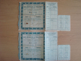 LOT DE 2 ACTIONS 50 FRANCS EXPOSITION INTERNATIONALE ARTS DECORATIFS ET INDUSTRIELS MODERNES PARIS 1925 - Autres & Non Classés