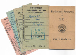 F.F.S De SKI - Carte Fédérale 1941 - 1942 - SKI CLUB -  MONTPELLIER -  AIGOUAL -- +  4 Tickets Licence -- SKIEURS - SKI - Winter Sports