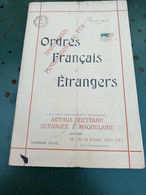 Catalogue  ARTHUS BERTRAND ,BERANGER ET MAGDELAINE :ordres Francais Et Etrangers  Annee 1911 - France