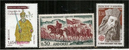 Création De La Principauté Par Charlemagne Par Le Combat Contre Les Sarrasins En 788. 3 Timbres Neufs ** Charlemagne - Unused Stamps