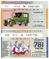 Lottery Ticket A76 Sweden Vintage Original (2 Pcs) Birds Folklore Car Red Cross - Lottery Tickets