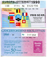 Lottery Ticket A77 Sweden Vintage Original (2 Pcs) Europa Flags - Lottery Tickets