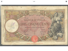 Italia Regno Banconota Da 500 Lire Vittorio Emanuele III Decreto 12  Gennaio 1935  Rara Ottima Considerazione - 500 Liras