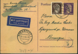 1944, Luftpostkarte Ab DARMDTSDT Nach Norwegen Mit Chemischer Zenszr - Airmail & Zeppelin