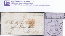 Ireland Longford Military 1842 Letter Mohill To The EIC In London With Framed PAID AT/LONGFORD And LONGFORD MR 22 1842 - Prefilatelia