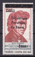 BENIN 2009 MICHEL 1629 1000F /150F 90€ - FREDERIC CHOPIN MUSIC MUSIQUE - OVERPRINTED OVERPRINT SURCHARGE MNH - Bénin – Dahomey (1960-...)