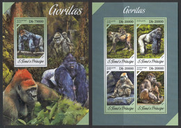 STB928 Sao Tome E Principe 2013 MNH 2 Sheets High CV Wild Animals Gorilla - Gorillas