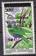 BENIN 1987 MICHEL I462 50F /500F Val. 60€ - COCCYOLIUS IRIS BIRD BIRDS OISEAUX - OVERPRINTED OVERPRINT SURCHARGE MNH - Bénin – Dahomey (1960-...)