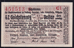 Freiburg Konstanz Lahr Etc: 42 Goldpfennig = 1/10 Dollar O.D. - Handelskammer - Sin Clasificación