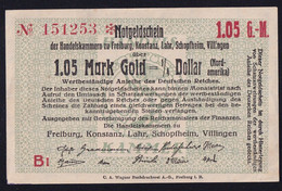 Freiburg Konstanz Lahr Etc: 1,05 Mark Gold = 1/4 Dollar O.D. - Handelskammer - Ohne Zuordnung