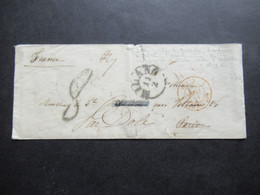 Kleiner Umschlag 1859 Stempel K1 Milano Und Taxstempel Chiffre 8 / Roter K2 Autriche 2 Culoz 2 Nach Paris Par Dole - 1. ...-1850 Prefilatelia