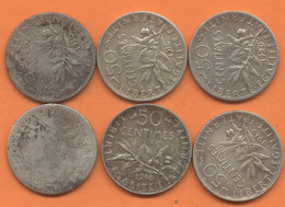 50 CENTIMES 1898+1910+1916+1918+1919+1920  Semeuse Argent - 50 Centimes