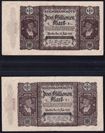 2x 2 Millionen Mark 23.7.1923 - KN 16 Mm + 18 Mm - Reichsbank (DEU-101a, B) - 2 Mio. Mark