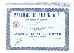 PARFUMERIE BRAUN & CIE . ACTION DE 100 NF AU PORTEUR . - Parfums & Beauté