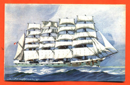 CPA Illustrateur Haffner Bateau " Cinq Mats Barque " La France " " Collection De La Ligue Maritime Et Coloniale - Haffner