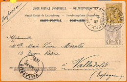 99358 - LUXEMBOURG - Postal History  -  POSTCARD  To SPAIN 1902 - Andere & Zonder Classificatie