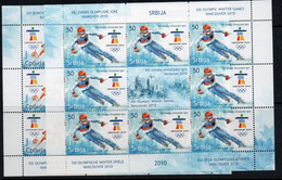 OLYMPICS  -  SERBIA - 2010  - VANCOUVER WINTER OLYMPICS SHEETLETS OF 8 + LABELS  MINT NEVER HINGED - Invierno 2010: Vancouver