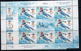 OLYMPICS  -  SERBIA - 2010  - VANCOUVER WINTER OLYMPICS SHEETLETS OF 8 + LABELS  MINT NEVER HINGED - Winter 2010: Vancouver