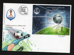 SOCCER -  SERBIA - 2018 - RUSSIA WORLD CUP SOUVENIR SHEET ON ILLUSTRATED FIRST DAY COVER - 2018 – Rusia