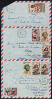 POLYNESIE FRANCAISE  - TAHITI / 1960 -  PAPEETE -  3 LETTRES  AVION ==> FRANCE (ref 4076) - Covers & Documents