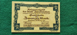 GERMANIA Zweibrücken 20 MARK 1918 - Alla Rinfusa - Banconote