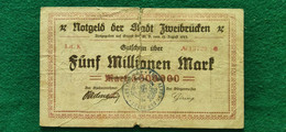 GERMANIA Zweibrücken 5 Milioni  MARK 1923 - Lots & Kiloware - Banknotes