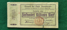 GERMANIA Zweibrücken 500 Milioni  MARK 1923 - Kiloware - Banknoten