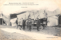 35-RENNES-AVIATIONS-1910-AERODRÔME DES GAYEULLES,LE BIPLAN DE L'AVIt DE LESSEPS APRES SON BRUSQUE ATTERISAGE DU 31/07 - Rennes