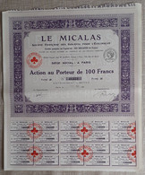 LE MICALAS . SOCIETE FRANCAISE DES ISOLANTS POUR L'ELECTRICITE .  ACTION AU PORTEUR DE 100 FRANCS . TYPE B . - Elektriciteit En Gas