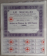 LE MICALAS . SOCIETE FRANCAISE DES ISOLANTS POUR L'ELECTRICITE .  ACTION AU PORTEUR DE 100 FRANCS . TYPE B . - Elektriciteit En Gas