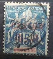 CANTON 1901, Type Groupe Surchargé En Rouge Yvert No 7  15 C Bleu , Obl  TB - Oblitérés